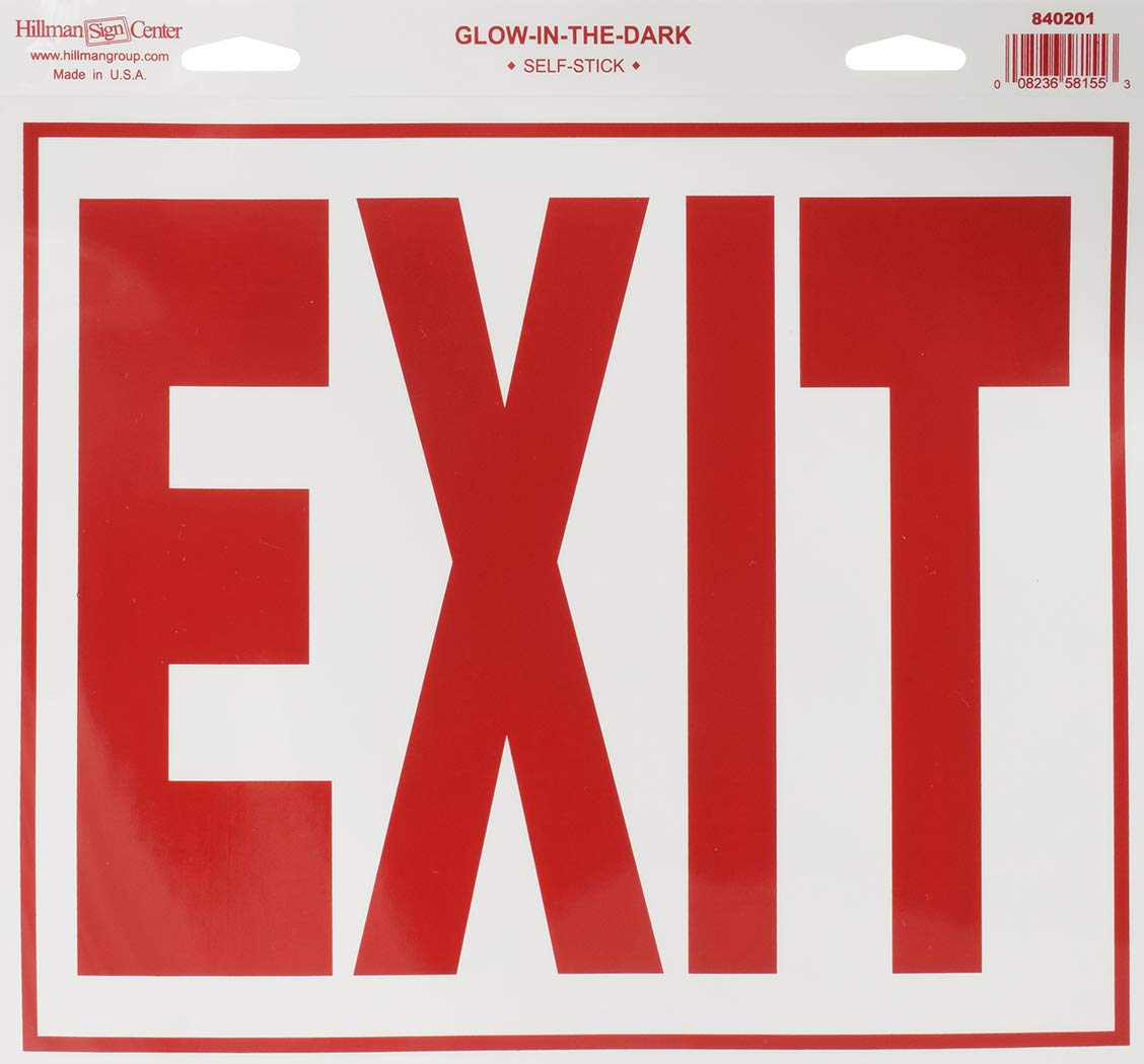 Amazon.com: Hillman 840201 Exit Self Adhesive Sign, Glow in the